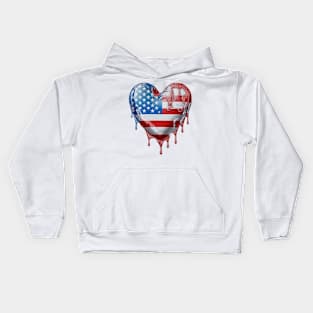 American Flag Dripping Heart #5 Kids Hoodie